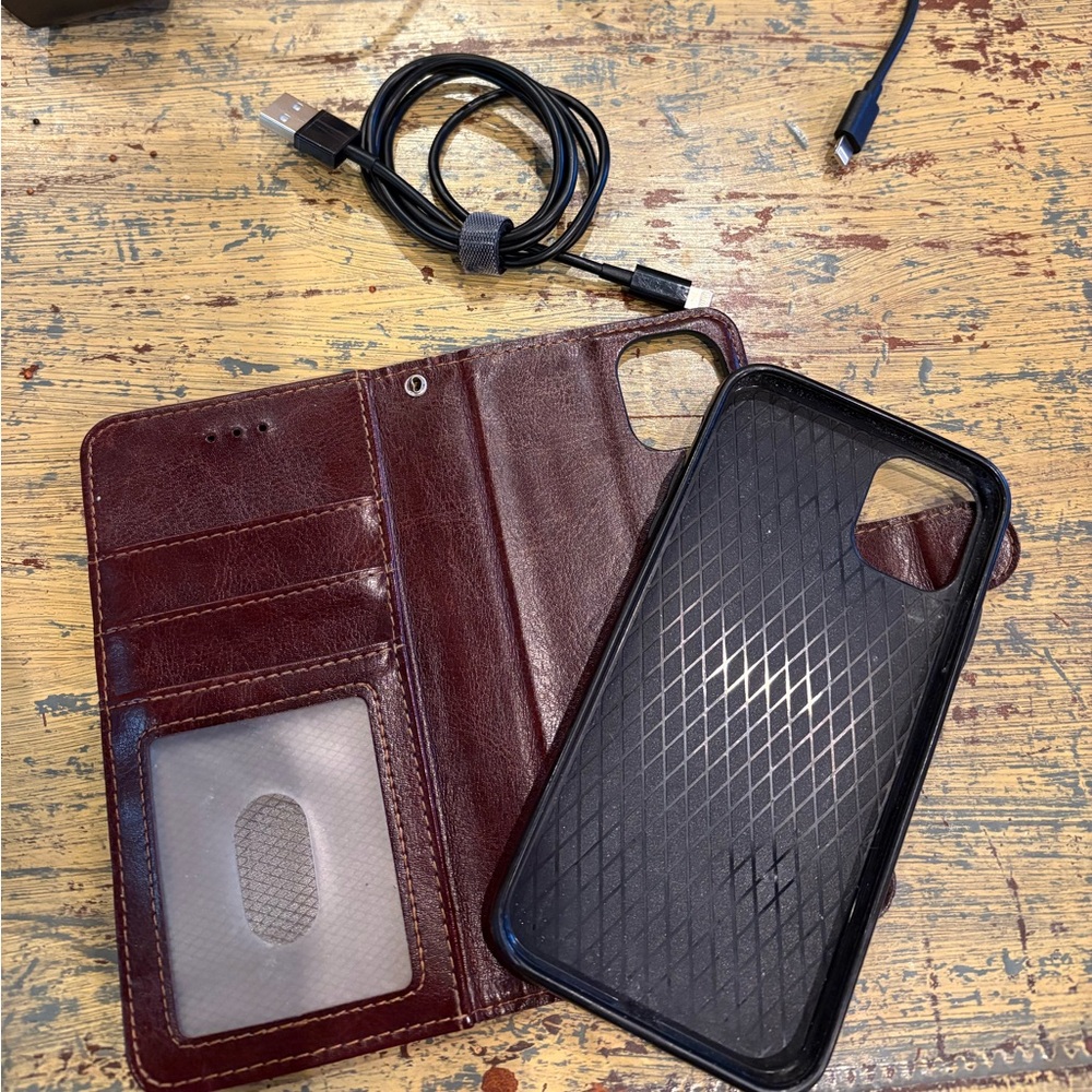 Bocasal iPhone 11 Wallet Case in brown. Ordered August of 2023, gently used.